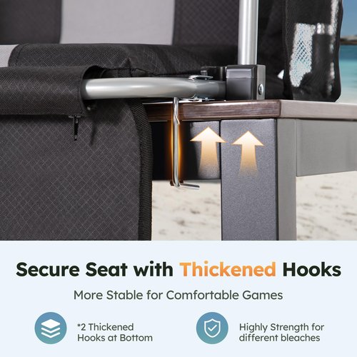 LET'S CAMP 2 Pack Folding Stadium Seats, Portable Bleacher Chairs with Comfortable Cushions, Cup Holder and Mesh Bag, Perfect for Sports Games and Outdoor Activities