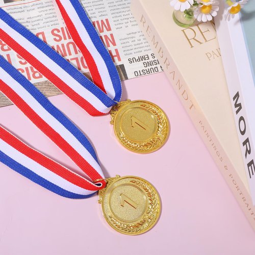 BOHUIZ 6Pcs Gold Medals for Awards, 2 Inch 1st Place Metal Award Medals Olympic Style Winner Awards for Competitions, Sports, Party, Tournaments, and Prizes