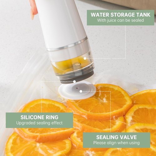 THETCHRY Vacuum Sealer For Food,Handheld Vacuum Sealer with 34 Reusable Bags,Powerful Liquid Vacuum Sealer Machine,Portable Food Vacuum Saver,Preservation Of Fruits,Vagetables and Meat