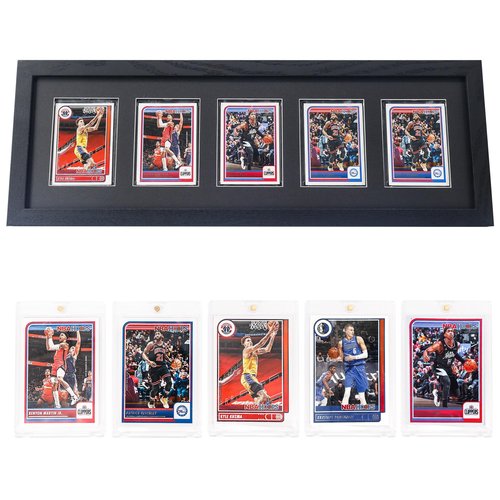 FramePro Trading Card Display Frame for 5 Standard Cards with Real Glass, Sports Collect Holder for Baseball Basketball Football Hocky Cards