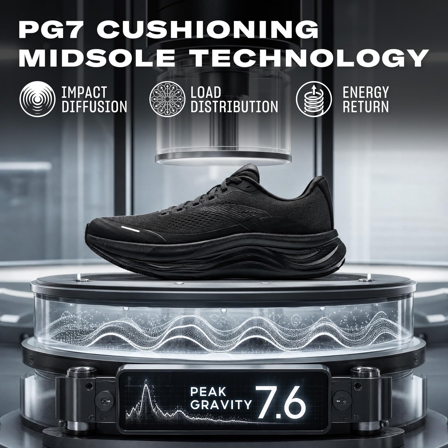 ANTA Men’s PG7 Running Shoes Cushioning Comfortable Breathable Athletic Workout Gym Cross Trainer Sports Sneakers, Black, 11.5