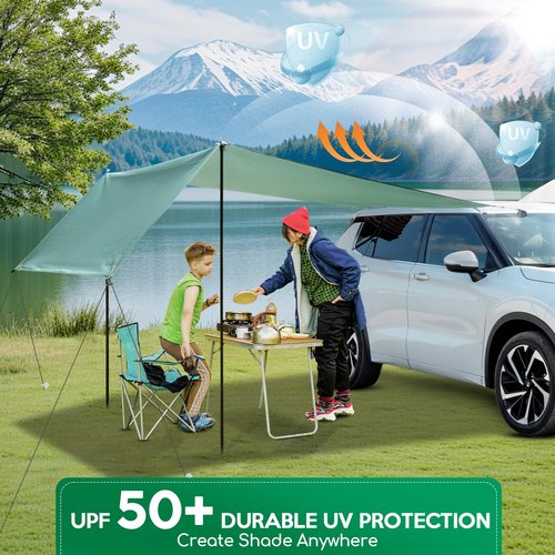 Portable Car Awning, Lightweight Vehicle Awning for Camping UV50+ Car Canopy for Beach, Outdoor Activities | Easy Setup, Waterproof & Compact Design