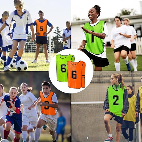KisSealed 24 Pack Scrimmage Team Practice Vests Numbered Pinnies Jerseys Train Vest for Adult Sport Basketball Soccer Football(Large)