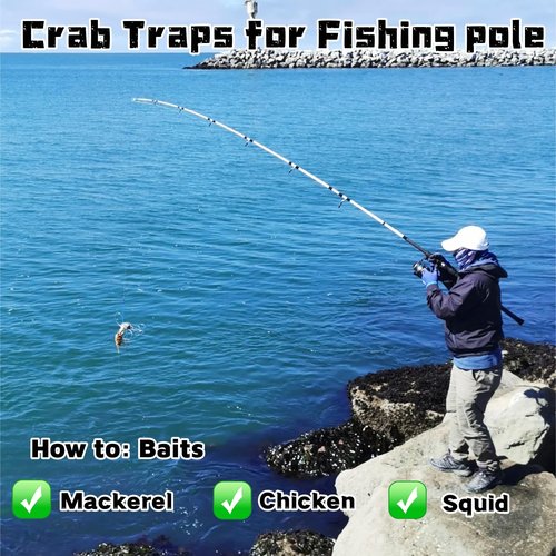 AQWXC 6-Loops Crab Trap for Fishing Pole, Crab Snare for Dungeness, Rock and Blue Crabs (2 Pack Kit(Glove, Gauge Included))
