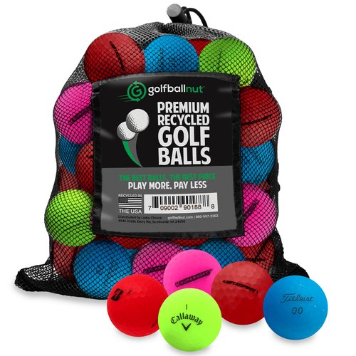 GolfBall Nut - 48 Used Golf Balls – Recycled Premium Brands Assorted Mix in Matte Colors for Practice & Play – Good Condition – Includes Mesh Bag – Budget-Friendly & Sustainable Golf Balls