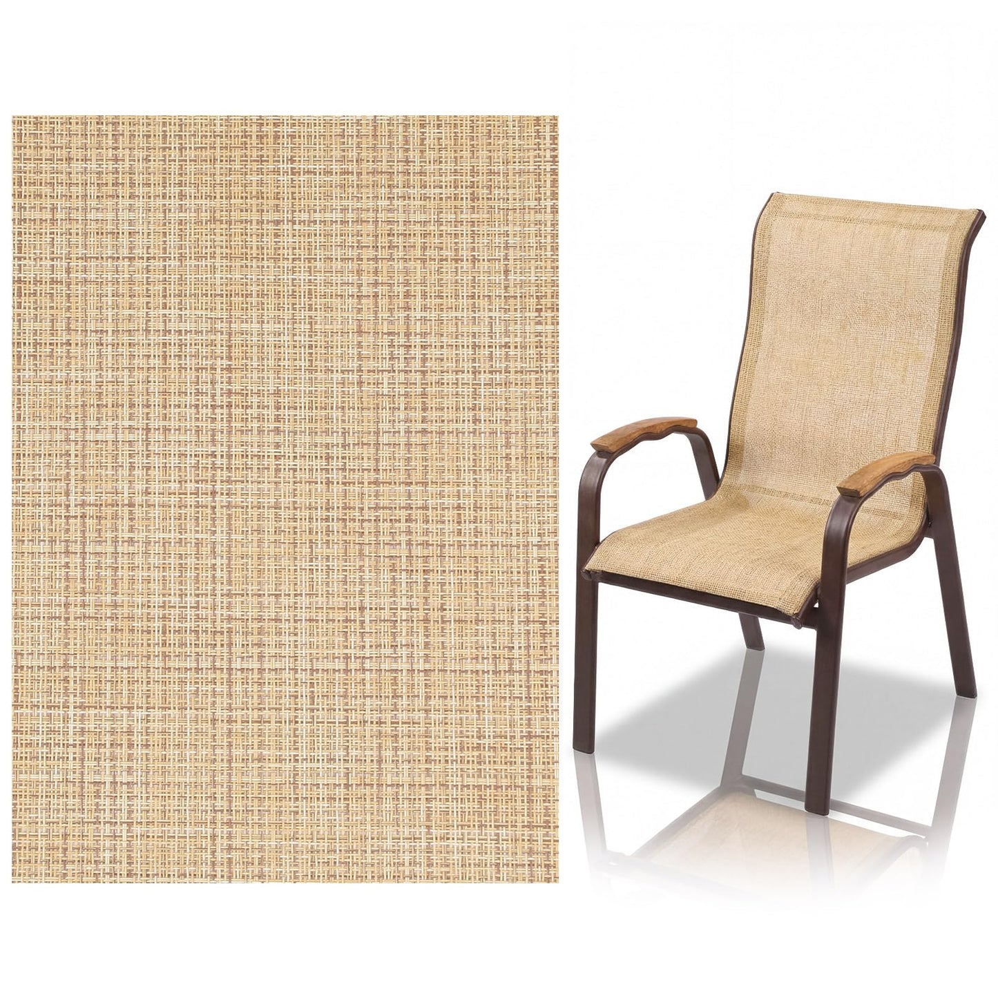 SmoothNovelty Vinyl Woven Mesh Sling Fabric 2 Yard x 1.5 M Outdoor Patio Chair Replacement Fabric Woven Waterproof Sling Material Patio Furniture Repair DIY Upholstery, Beige