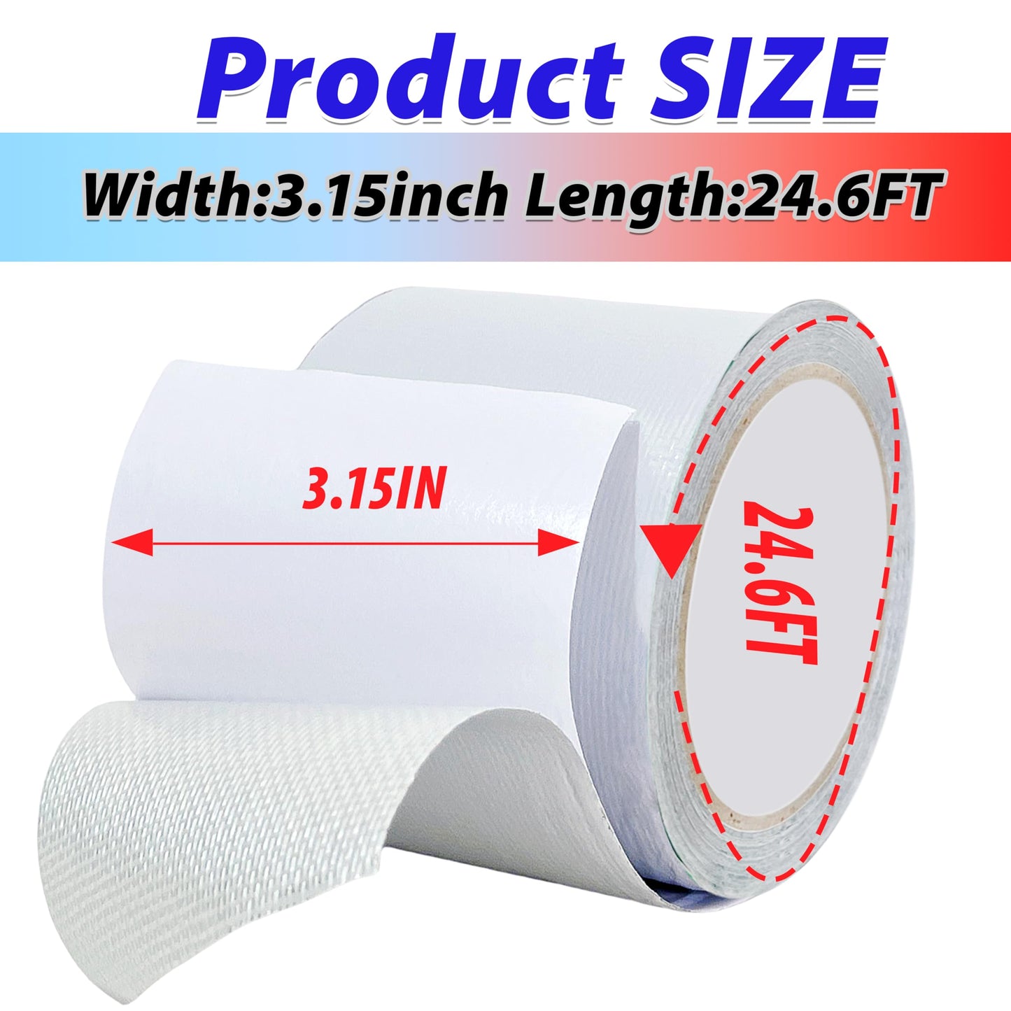MCOTOP WaterproofRepair Tape for Fabric, 3.1IN x24.6FT, Heavy Duty Outdoor Repair Tape, for RV Roof, Tarp, Tent, Sail and Boat Cover Outdoor Repair Patch, Multipurpose Awning Repair Tape (White)