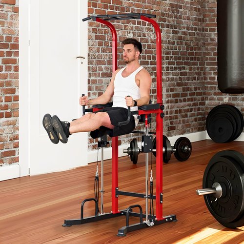 SogesPower Power Tower Dip Station Pull Up Bar for Home Gym Multi-Function Adjustable Height Strength Training Workout Equipment