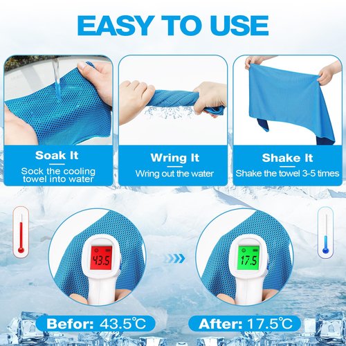 MENOLY 3 Pack Cooling Towels, 40"x12" Cooling Towels for Neck and Face with Carrying Breathable Bags, Soft Microfiber Instant Cooling Rags, Gym Sweat Towel for Sports, Yoga, Camping, Running