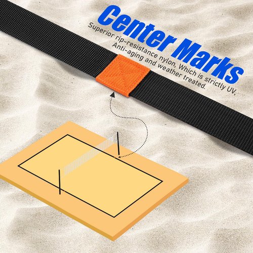 TOBWOLF Beach Volleyball Lines for Sand, 26.3' x 52.6' Professional Official Volleyball Court Boundary Lines, Highly Visible Marking Sand Lines with Metal Anchors & SandBags