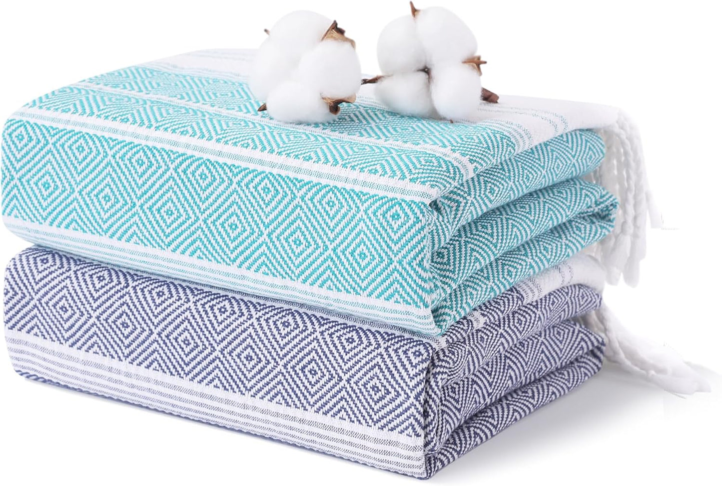 2 Packs Turkish Beach Towels Quick Dry Sand Free Oversized Bath Pool Swim Towel Extra Large XL Big Blanket Adult Travel Essentials Cruise Accessories Must Haves Clearance Vacation Stuff