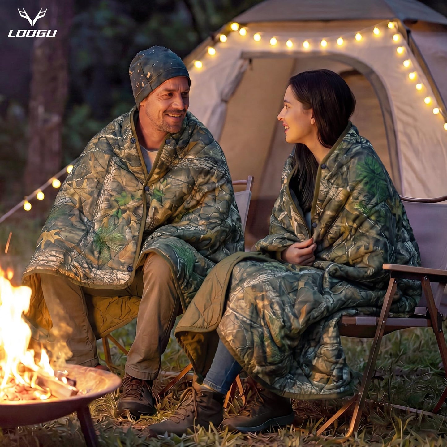 LOOGU Super Camo Blanket Waterproof Poncho Liner for Outdoor Camping, Hiking, Hunting, Survival, Backpacking, Picnicking, Fishing Trips