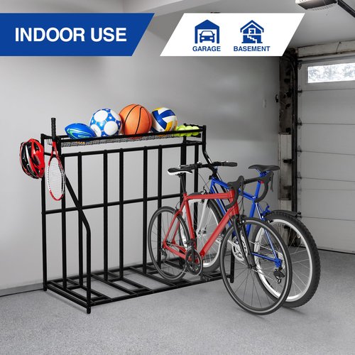YES4ALL 4-Bike Stand, Bike Storage Rack, Bicycle Floor Rack for Garage Organizer, Indoor Sporting Gear Storage Station