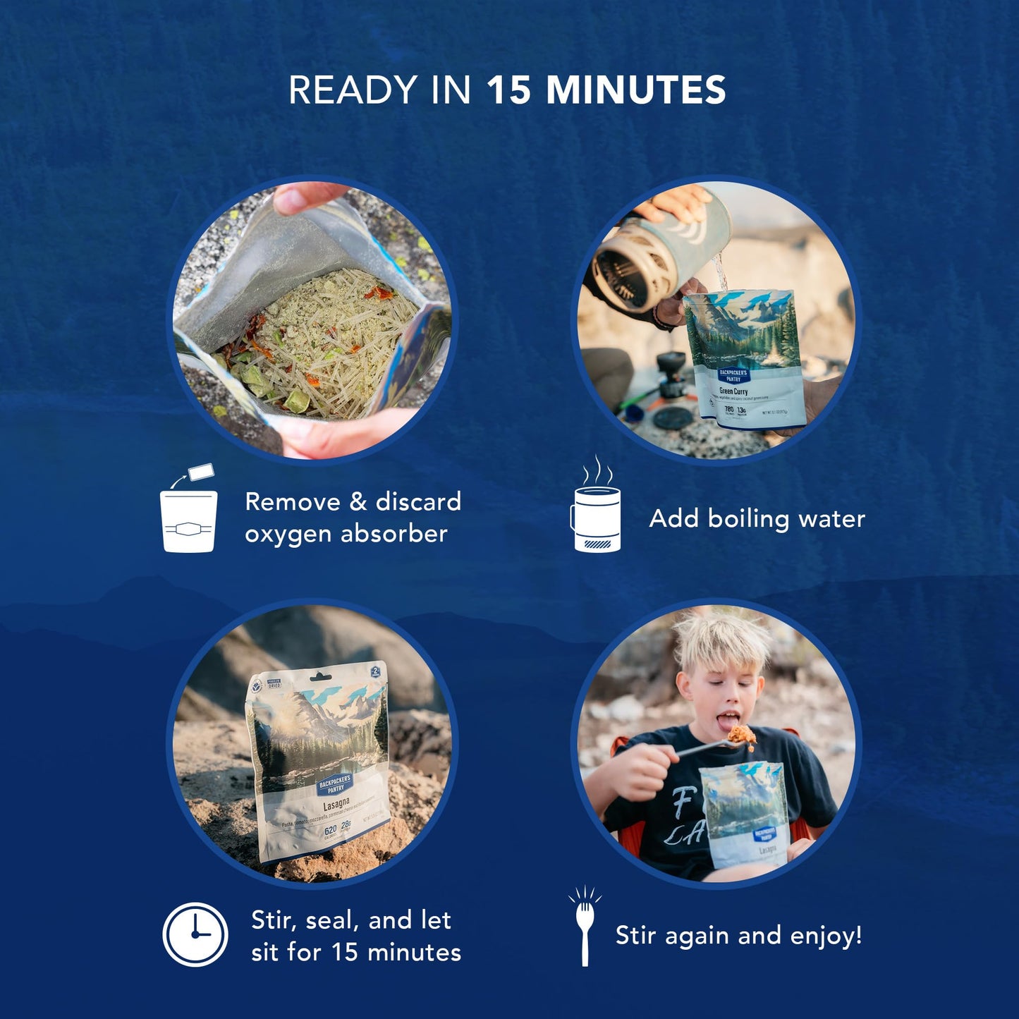 Backpacker's Pantry Chana Masala, 2 Servings Per Pouch(1 count), Freeze Dried Food, 14 Grams of Protein, Vegan, Gluten Free