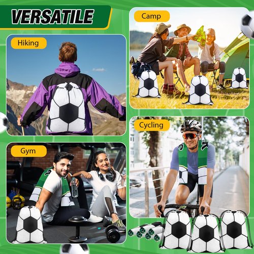 SmoothNovelty 24 Pcs Sport Party Favors with 40 x 12 Inch Soccer Cooling Towels and 13 Inch Soccer Ball Drawstring Backpack Microfiber Ice Towels String Bag for Athletes Gym Camp Team Gifts
