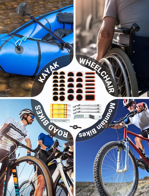 SARDVISA 40 PCS Bike Tire Repair Kit, Bicycle Inner Tube Puncture Patch Kit with 30 PCS Vulcanizing Patches & 3 PCS Stainless Steel Tire Levers, Portable Bike Tire Patch Kit for Mountain and Road Bike