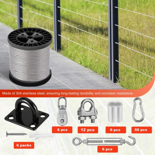 TUBAGOU 304 Stainless Steel Batting Cage Cable Kit ??Batting Cage Netting Wire Tension Kit for Baseball Softball DIY Net Hanging Kit Indoor and Outdoor Backyard Design