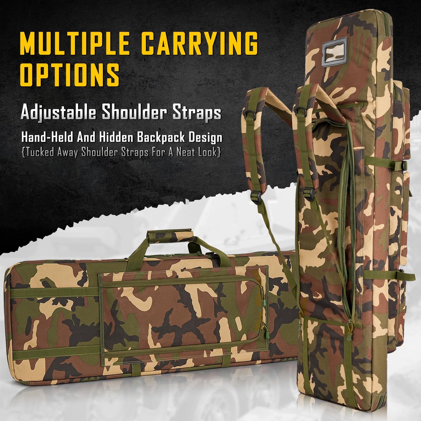 DULCE DOM 36 inch Double Case Soft Bag Gun Case, Perfect for Pistol Storage and Transportation, All Around Shooting Range Rifle Backpack, Indoor Outdoor