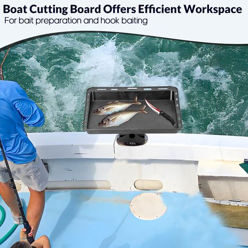 QualyQualy Boat Cutting Board Bait Cutting Table for Boat, Fish Cleanning Station with Side Deck Mount, Fishing Fillet Table with Plier Storage and Knife Slot, UV-Resistant Engineered Nylon