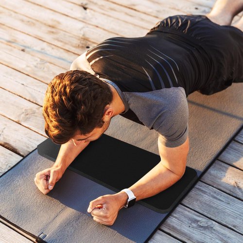 Yoga Knee Pad Cushion 0.8inch (20mm) Thick Yoga Mat with Carrier Strap, Mats for Pain Free Knees and Elbows, Workout Mats for Home Gym, Yoga, Pilates, Planks, Ab Rollers, Black