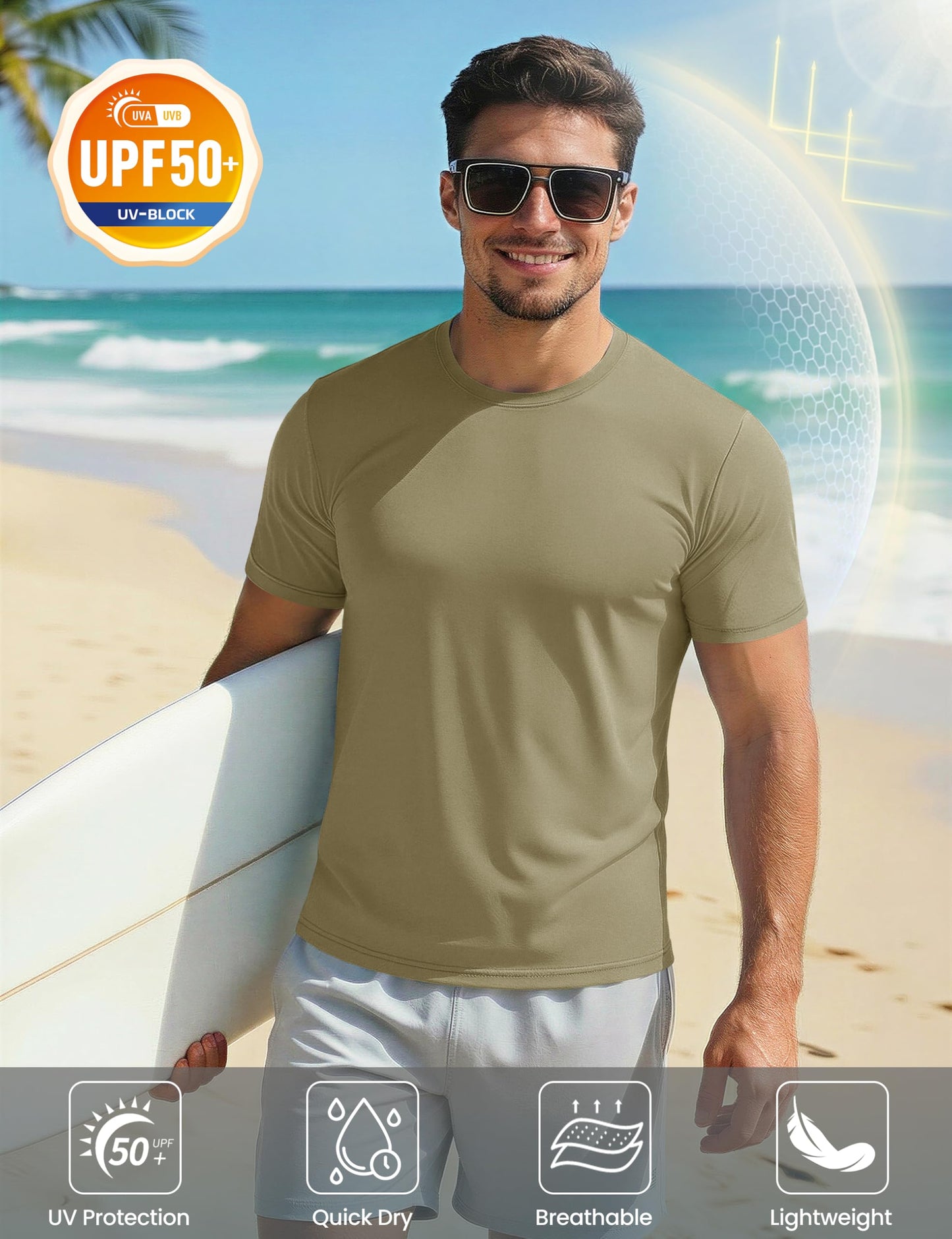 MAGCOMSEN Tshirts for Men Summer Crew Neck Ultra Lightweight Short Sleeve Rash Guards Shirts Quick Dry Shirts