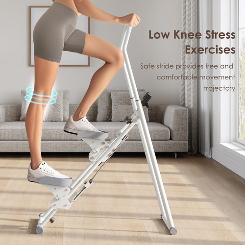 Stair Stepper for Home Gym Exercise, Stair Climber for Full Body Workout with Adjustable Handlebar & Pedals, Compact Foldable Vertical Cardio Exercise Climber with LCD Display