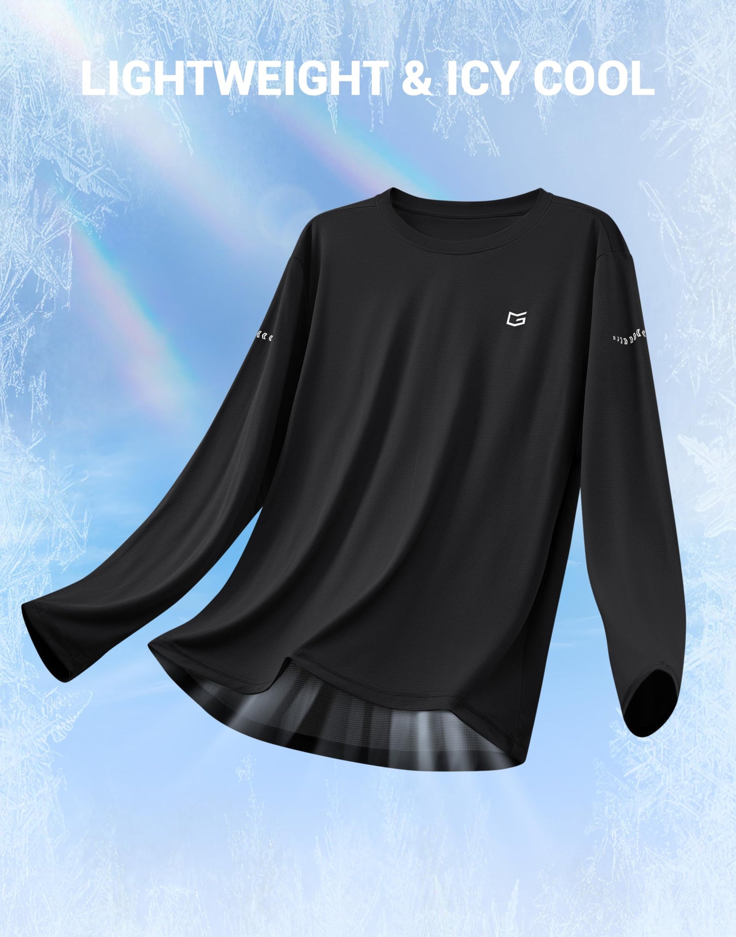 Men's Sun Protection Long Sleeve Shirts UPF 50+ Rash Guard Swim Lightweight Cooling UV SPF Shirt Fishing Workout Quick Dry Black