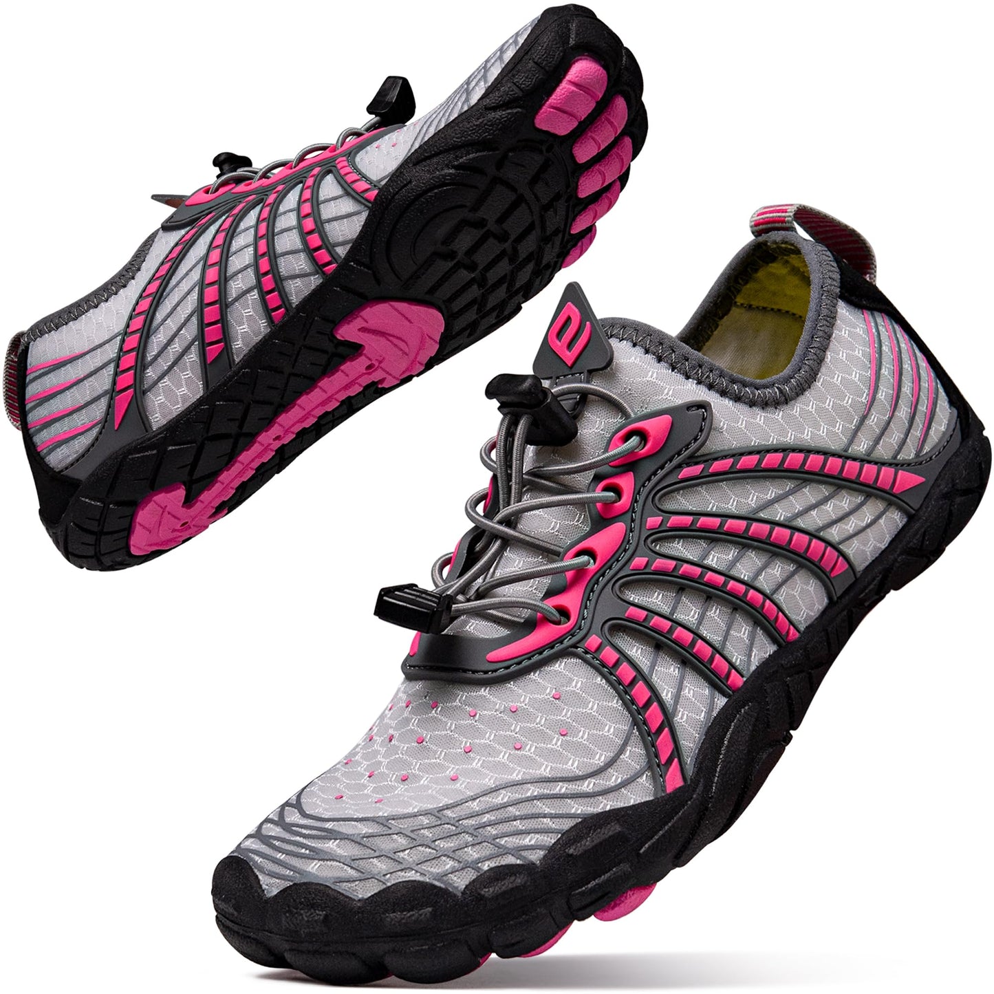 Water Shoes for Women Men, Quick Dry Barefoot for Workout, Hiking, Walking, Yoga, and Water Sports, Lightweight, Non-Slip, Athletic River Shoes for Outdoor Sports and Exercise Gray/Pink