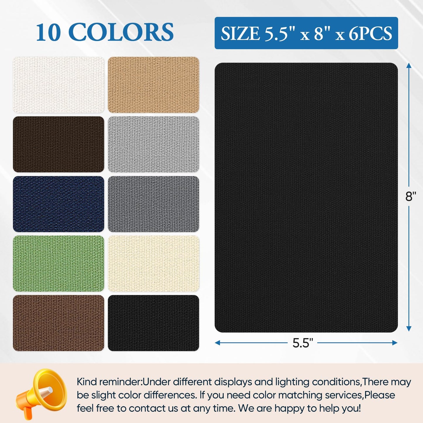 Canvas Repair Patch 5.5 x 8 Inches 6Pcs Self-Adhesive Waterproof Canvas Patch Kit for Repairing Tents,Sofas,Boat Covers,Camping Chair,Awnings,Car Seats. (Black)
