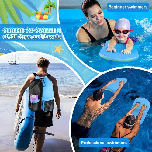 lahnao 4 Pcs Water Aerobics Equipment,Pool Exercise Equipment for Adults Pool Fitness Equipment with Mesh Beach Bag, Swimming Kickboard Pull Buoy Aquatic Swim Belt for Swimming Party, Water Workout
