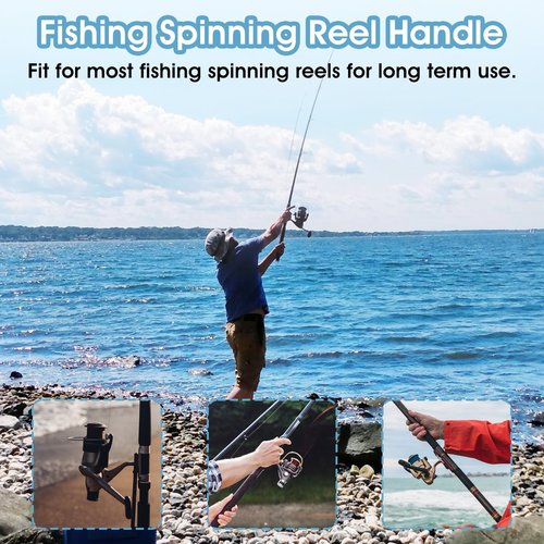 Fishing Spin Reel Handle, Fishing Reel Crank Rotary Knob Power Handle, Spin Reels Replacement Grip Parts, Silver