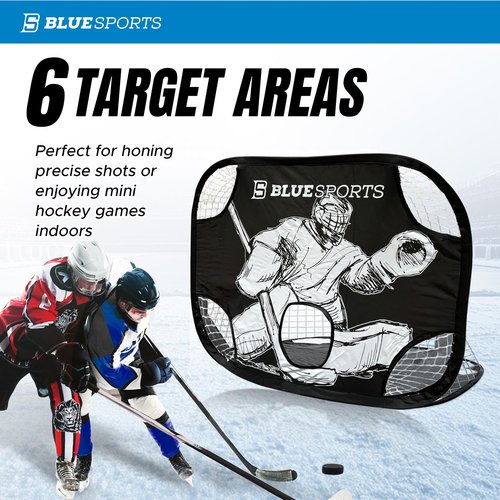 Blue Sports Mini Pop-up Goal - Indoor Folding Nets - Hockey Training Equipment for Training & Practices