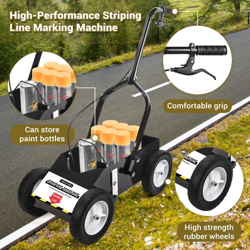 YOOLLE-TOOLS Heavy Duty Striping Line Marking Machine, Parking Lot Striping Machine, Work with Professional Inverted Striping Spray Paint, 9.8" x 13" x 28.3", Black