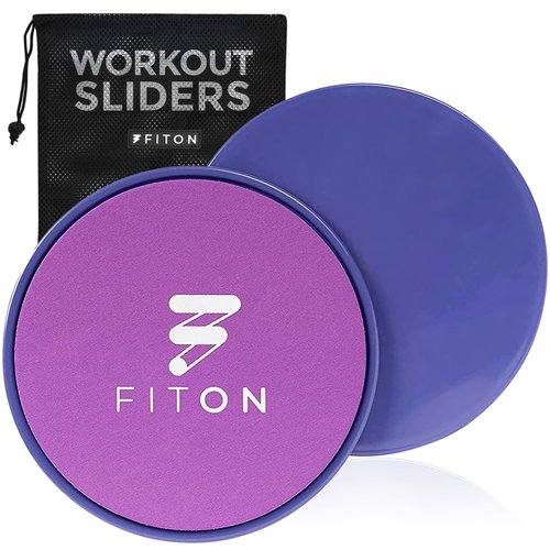FitOn Core Sliders with Mesh Pouch – Dual-Sided Workout Sliders Disc for Foot Strength, Ab Workout, Pilates Equipment, Glutes & Yoga – Home Fitness Workout Equipment for Carpet & Hard Floors – Purple