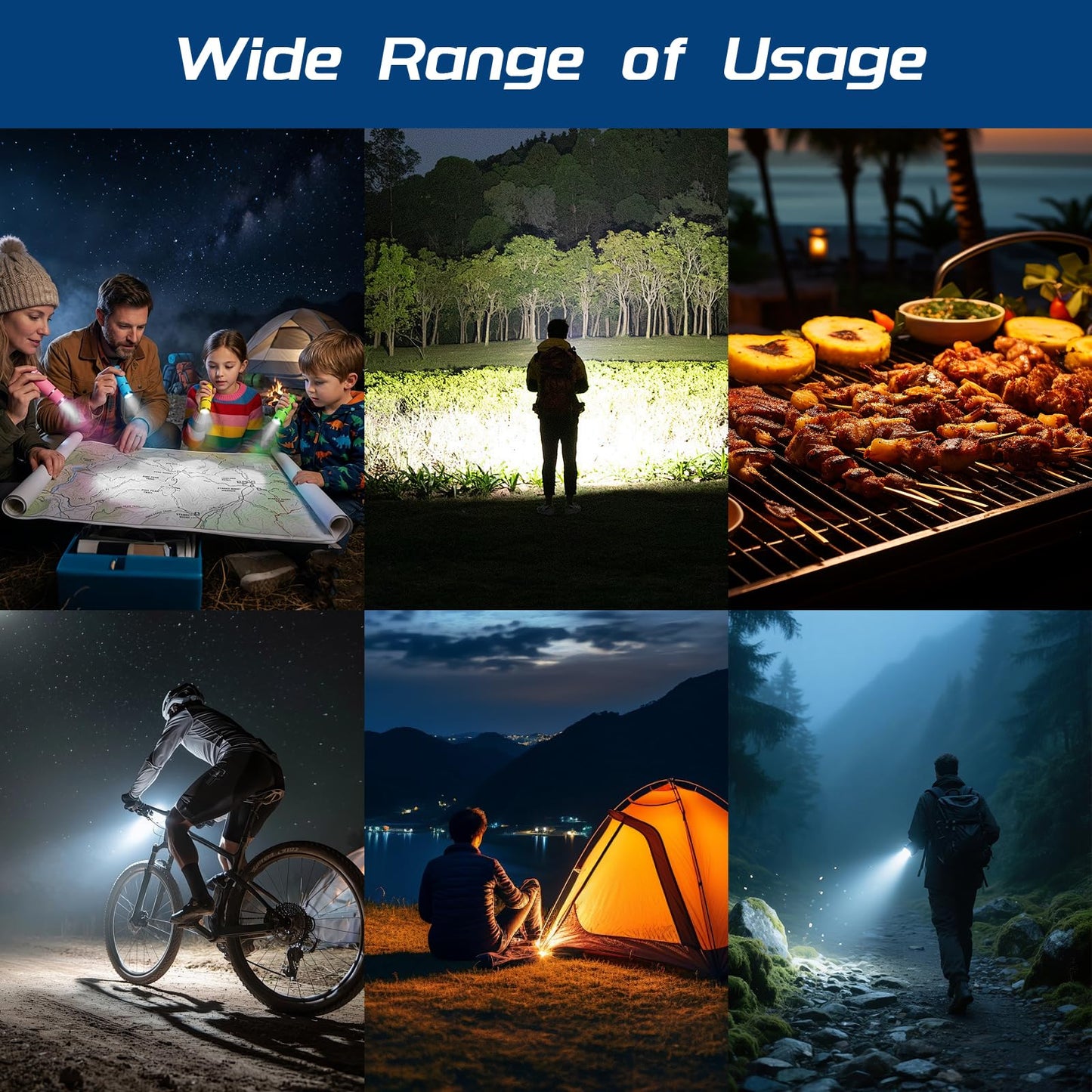 DAFURIET 4 Pack Mini Flashlights, 9 LED Glow-in-the-Dark Aluminum Lights with Straps – Perfect for Camping, Hiking, and Emergency