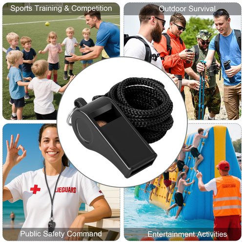 Seakii 24 Pack 120dB Loud Referee Whistles with Lanyards – Heavy-Duty Black Sports Whistles for Coaches, Referees, and Team Events