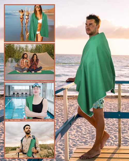 Update Magnetic Towel Oversized 30"x75"Magnet Bath Towel with Storage Bag,Outdoor Bath Towel Quick-Dry Magnetic Bath Towels for Swimming Microfiber Beach Towel For Pool Travel Gym Camping(Green)