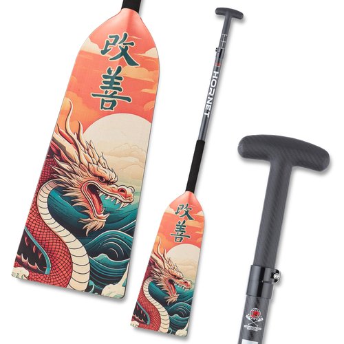 Hornet Watersports Dragon Boat Paddle - Kaizen II Design - Adjustable Carbon Fiber Dragon Boat Paddle - IDBF Approved (Clamp Adjustable)