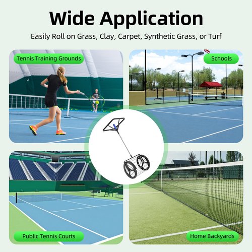 Gdrasuya10 2-in-1 Tennis Ball Picker Ball Hopper (80 Balls Capacity) Ball Collector Roller Retriever with Handle Adjustable Height No Bending Down Tennis Court Equipment/Accessory