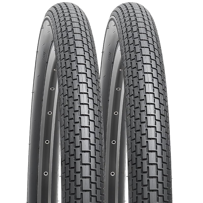 26x2.35 Inch Cruiser Bike Tires (2PCS) Black02 – Folding, Butyl Rubber, 90kg Load
