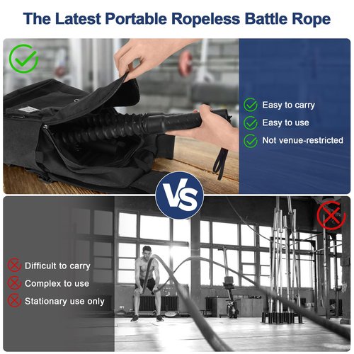 ASIEIT Ropeless Battle Ropes for Home Gym, Lightweight Battle Rope for Fitness Beginners, Portable Workout Ropes for Working Out, Durable Exercise Rope for Home Workout - 2PCS