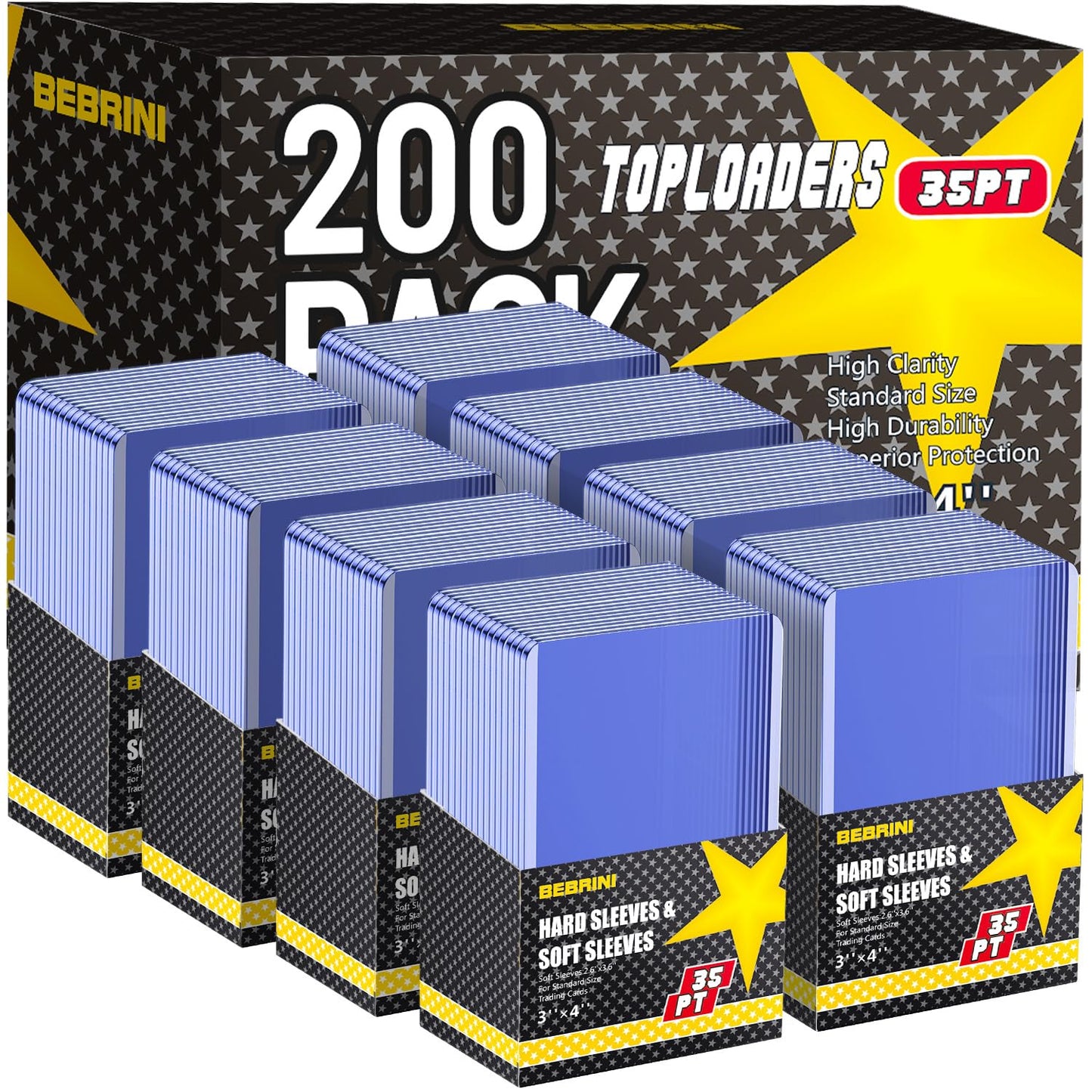 200 Count Top Loaders for Cards, Hard Plastic Toploaders Card Sleeves, Sports Baseball Trading PKM Card Holder Protectors (200 Toploaders)