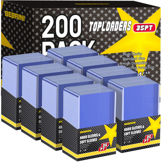200 Count Top Loaders for Cards, Hard Plastic Toploaders Card Sleeves, Sports Baseball Trading PKM Card Holder Protectors (200 Toploaders)