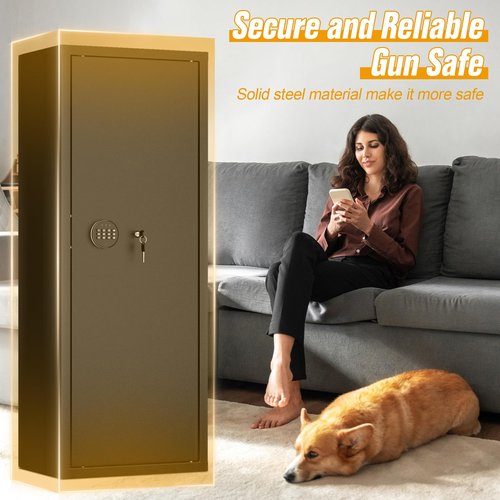 INTERGREAT 12-15 Gun Safe, Long Gun Safe for Rifles and Pistols, Quick Access Rifle Safe with 3 Removable Gun Racks and 4 Pistol Pockets, Digital Gun Cabinet with Dual Alarm and Mute Mode