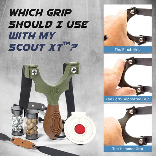 SimpleShot Scout XT Slingshot with Target, Ammo and Bands for Professional Hunting and Powerful Target Shooting (Camo)