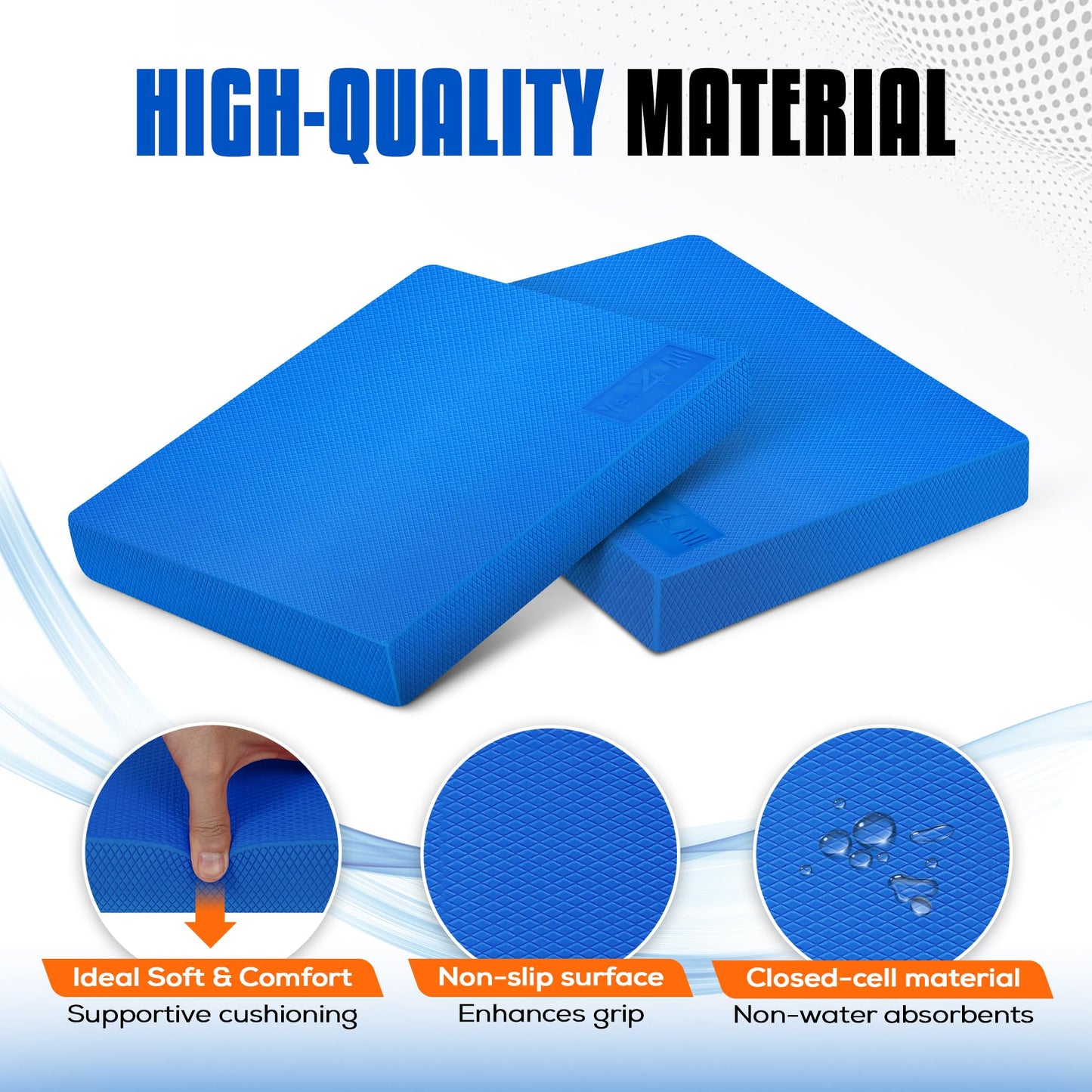 Yes4All Foam Balance Pad, Non-Slip Foam Mat for Yoga & Strength Training, Exercise Knee Pad for Floor Workouts, Soft Cushion for Balance Training - Blue, L