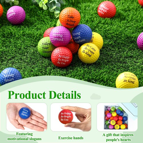 Blulu 30 Pieces Foam Golf Practice Balls with Motivational Quotes, 1.57 Inch Soft Golf Balls Party Favors Fun Stress Relief for Gift Bag Fillers Use Indoors or Outdoors