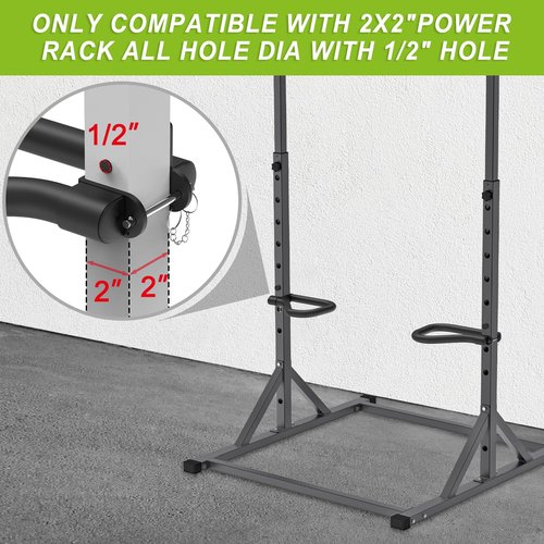 SELEWARE Solid Dip Bar Attachment for 2" x 2" with 1/2" Hole Power Cage Squat Rack, Set of 2 Dip Bar Multi-Grip Handles for Strength Training