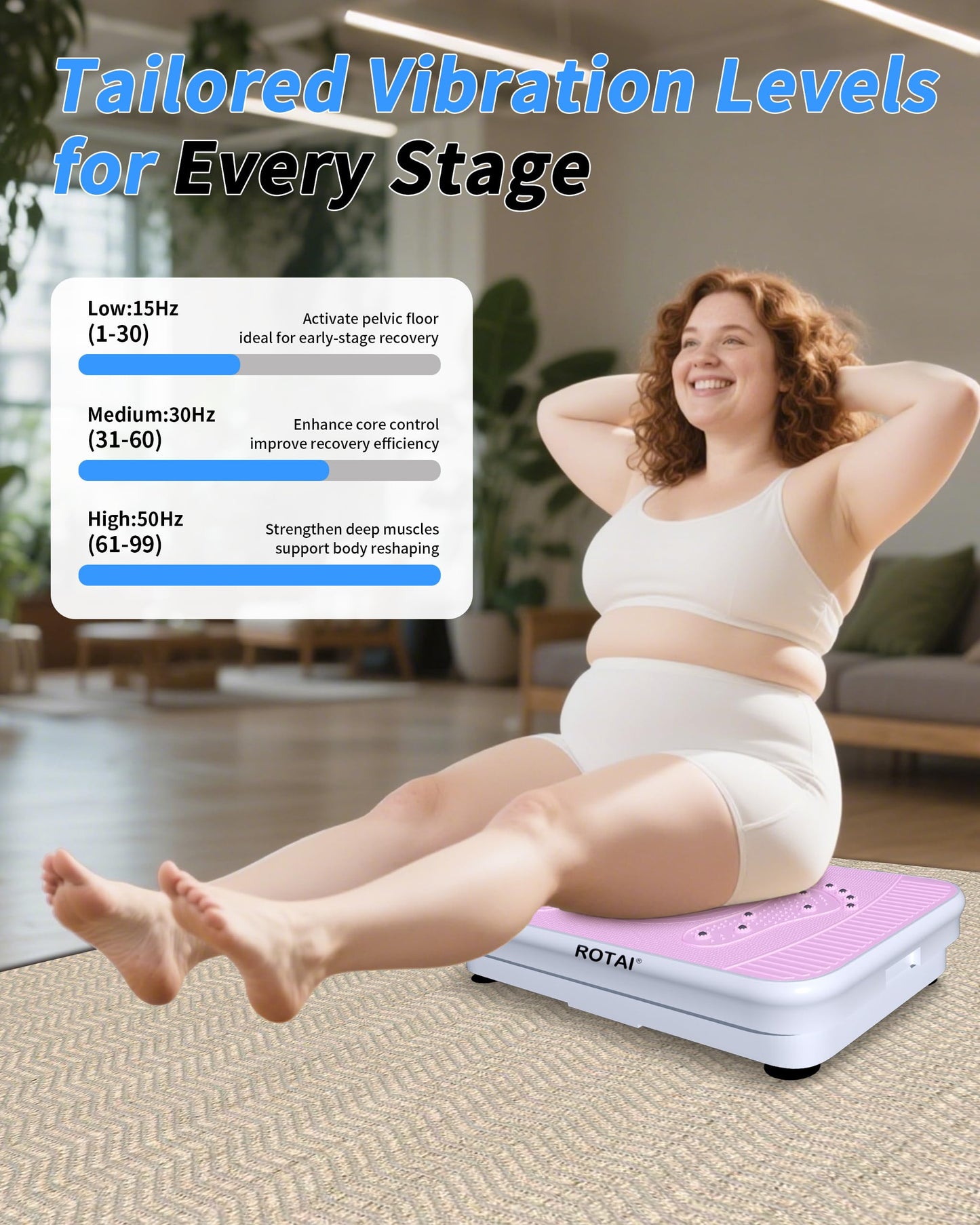 ROTAI Shake Plate Vibration Exercise Machine for Lymphatic Drainage Massager and Weight Loss, 400 lbs Capacity Whole Body Vibrating Plate Workout Fitness Platform for Women and Men (Black)