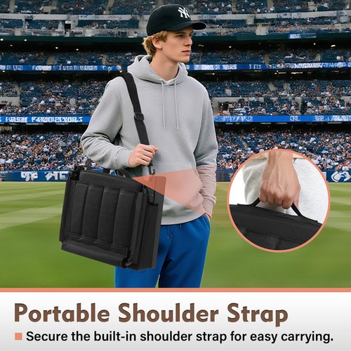 Strifuture Stadium Seats with Back Support - 180°Adjustable Backrest Stadium Seat with Steel Hook & Non - Slip Base, 600D Waterproof Oxford Cloth Stadium Chair, Foldable & Portable for Sports Events